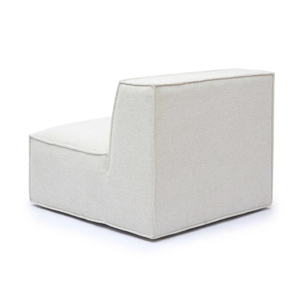 Mindy Cream Chenille Basketweave Armless Chair | BeBoldFurniture