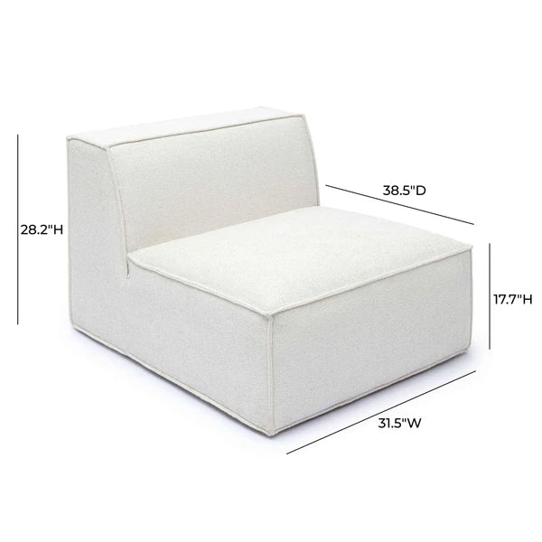 Mindy Cream Chenille Basketweave Armless Chair | BeBoldFurniture