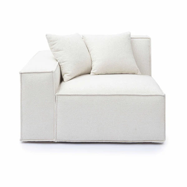 Mindy Cream Chenille Basketweave LAF Corner Chair | BeBoldFurniture