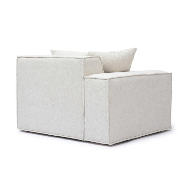 Mindy Cream Chenille Basketweave LAF Corner Chair | BeBoldFurniture