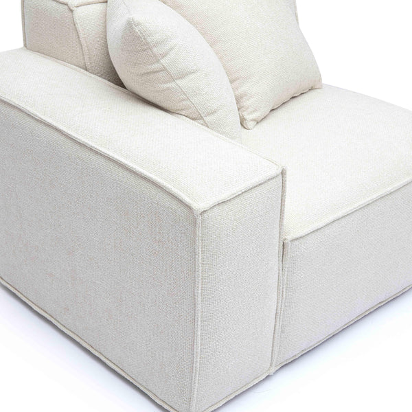 Mindy Cream Chenille Basketweave LAF Corner Chair | BeBoldFurniture