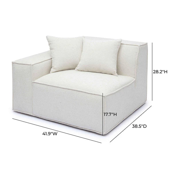 Mindy Cream Chenille Basketweave LAF Corner Chair | BeBoldFurniture