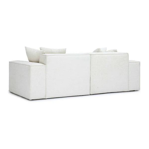 Mindy Cream Chenille Basketweave Modular Loveseat | BeBoldFurniture