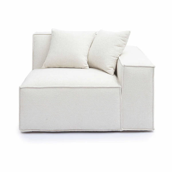 Mindy Cream Chenille Basketweave RAF Corner Chair | BeBoldFurniture