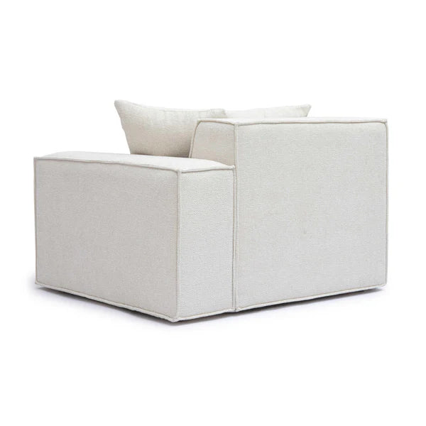 Mindy Cream Chenille Basketweave RAF Corner Chair | BeBoldFurniture