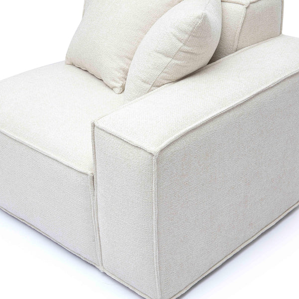 Mindy Cream Chenille Basketweave RAF Corner Chair | BeBoldFurniture