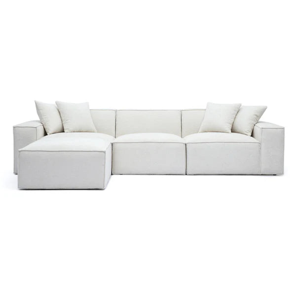 Mindy Cream Chenille Basketweave Modular Sectional | BeBoldFurniture