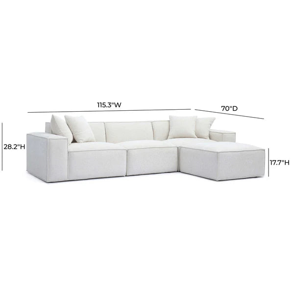Mindy Cream Chenille Basketweave Modular Sectional | BeBoldFurniture