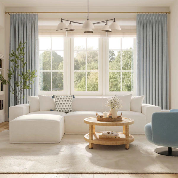 Mindy Cream Chenille Basketweave Modular Sofa | BeBoldFurniture