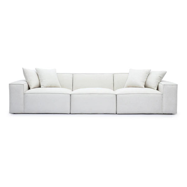 Mindy Cream Chenille Basketweave Modular Sofa | BeBoldFurniture