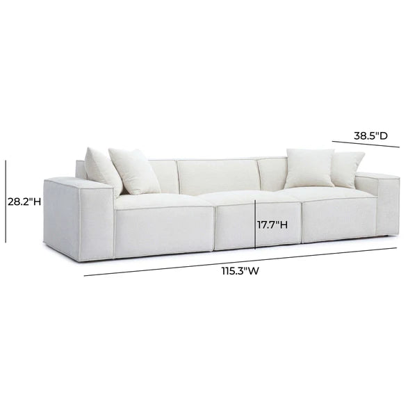 Mindy Cream Chenille Basketweave Modular Sofa | BeBoldFurniture