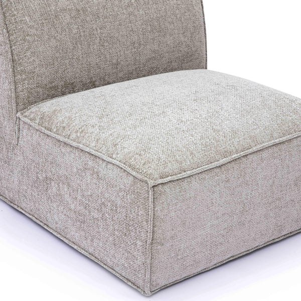 Mindy Taupe Chenille Basketweave Armless Chair | BeBoldFurniture
