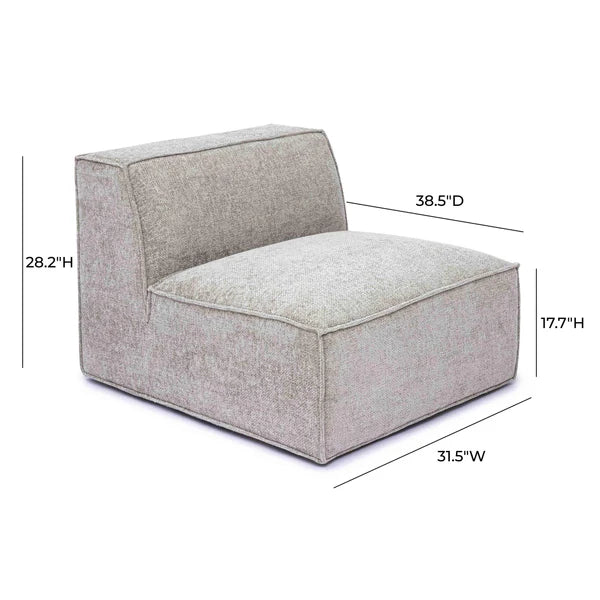 Mindy Taupe Chenille Basketweave Armless Chair | BeBoldFurniture