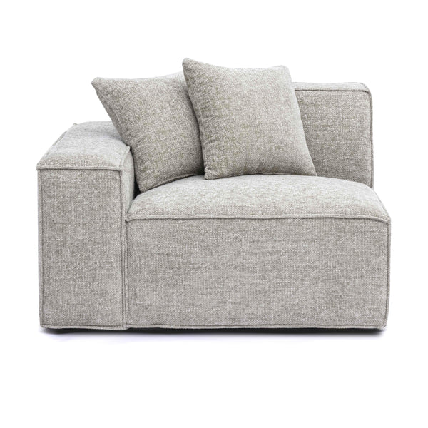 Mindy Taupe Chenille Basketweave LAF Corner Chair | BeBoldFurniture