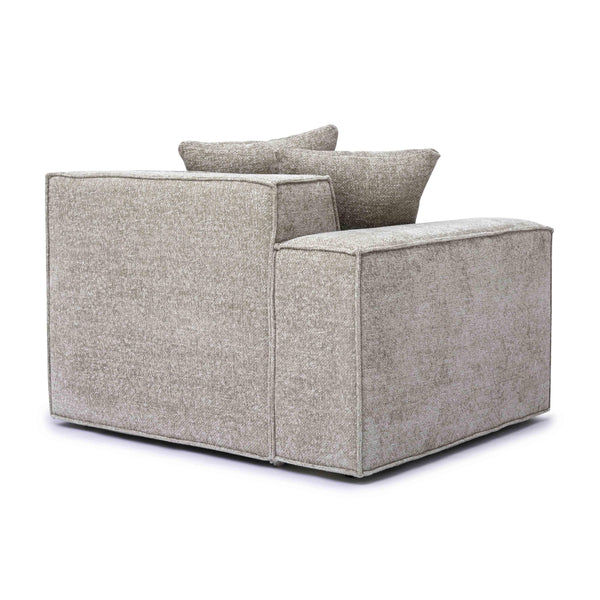 Mindy Taupe Chenille Basketweave LAF Corner Chair | BeBoldFurniture