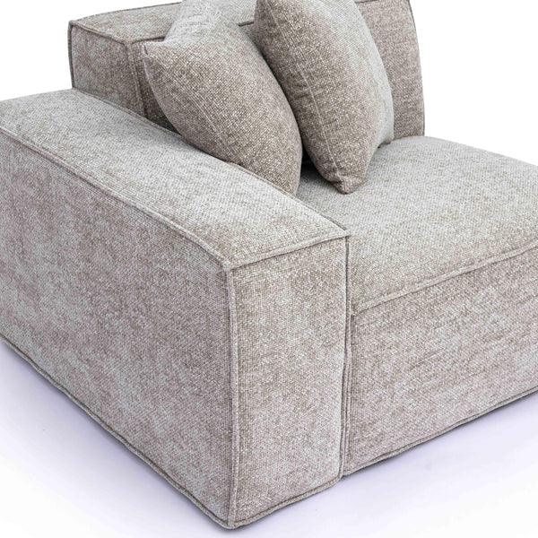 Mindy Taupe Chenille Basketweave LAF Corner Chair | BeBoldFurniture
