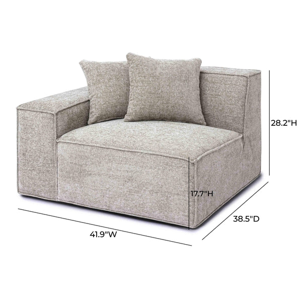 Mindy Taupe Chenille Basketweave LAF Corner Chair | BeBoldFurniture