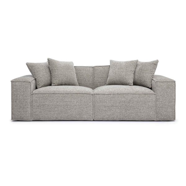 Mindy Taupe Chenille Basketweave Modular Loveseat | BeBoldFurniture