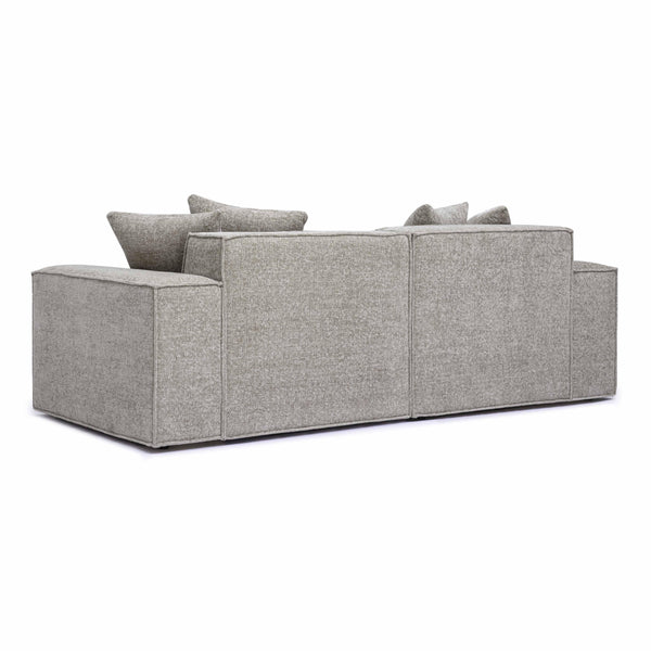 Mindy Taupe Chenille Basketweave Modular Loveseat | BeBoldFurniture