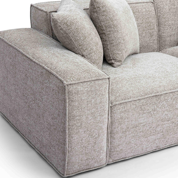 Mindy Taupe Chenille Basketweave Modular Loveseat | BeBoldFurniture