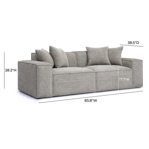 Mindy Taupe Chenille Basketweave Modular Loveseat | BeBoldFurniture