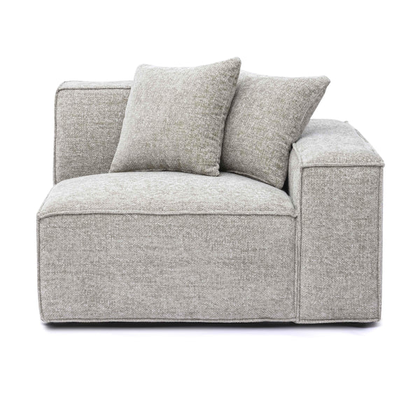 Mindy Taupe Chenille Basketweave RAF Corner Chair | BeBoldFurniture