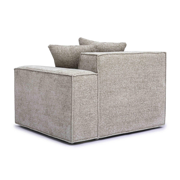 Mindy Taupe Chenille Basketweave RAF Corner Chair | BeBoldFurniture