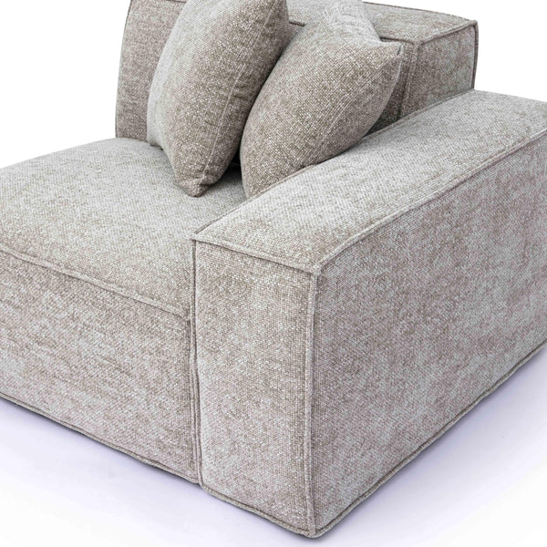 Mindy Taupe Chenille Basketweave RAF Corner Chair | BeBoldFurniture