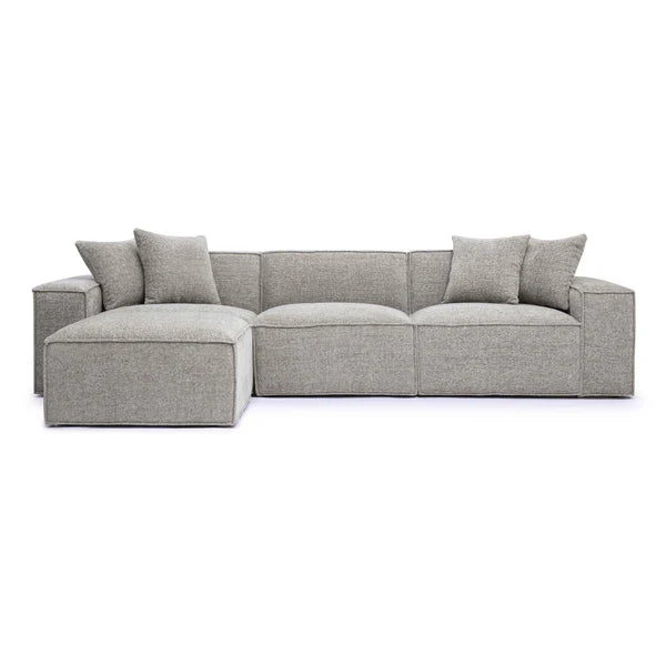Mindy Taupe Chenille Basketweave Modular Sectional | BeBoldFurniture