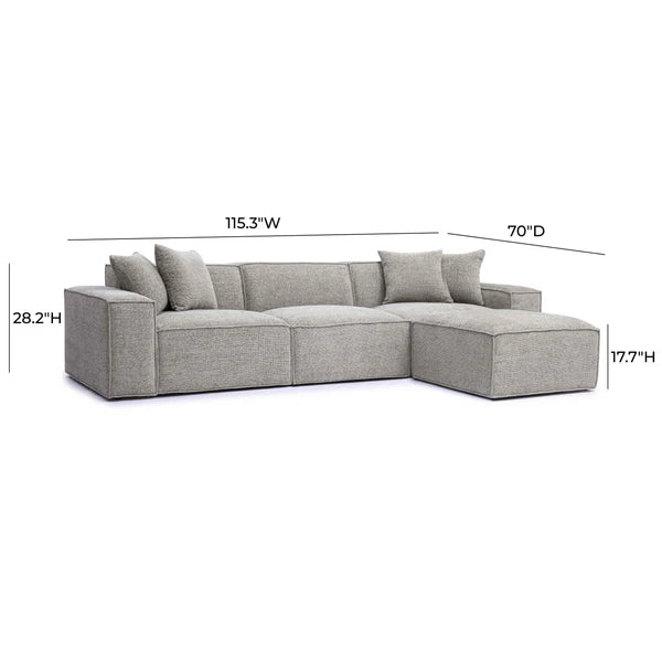 Mindy Taupe Chenille Basketweave Modular Sectional | BeBoldFurniture