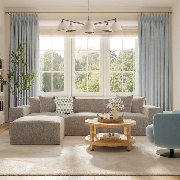 Mindy Taupe Chenille Basketweave Modular Sectional | BeBoldFurniture