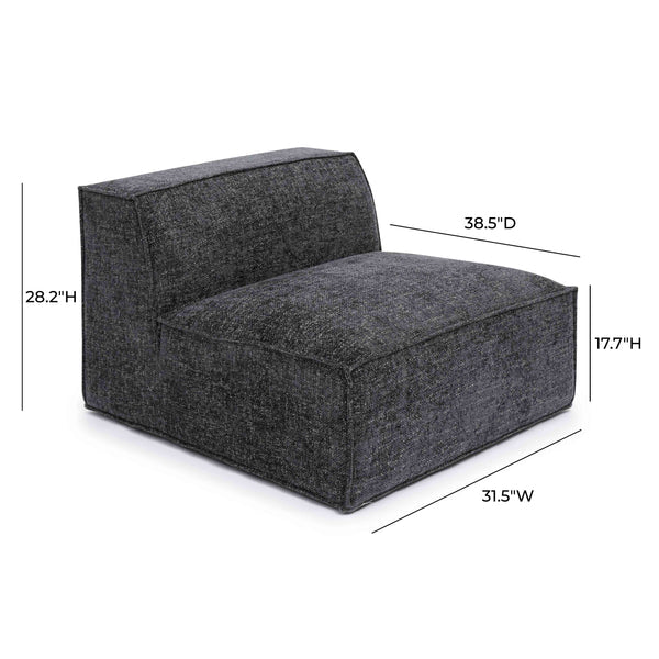 Mindy Charcoal Chenille Basketweave Armless Chair | BeBoldFurniture