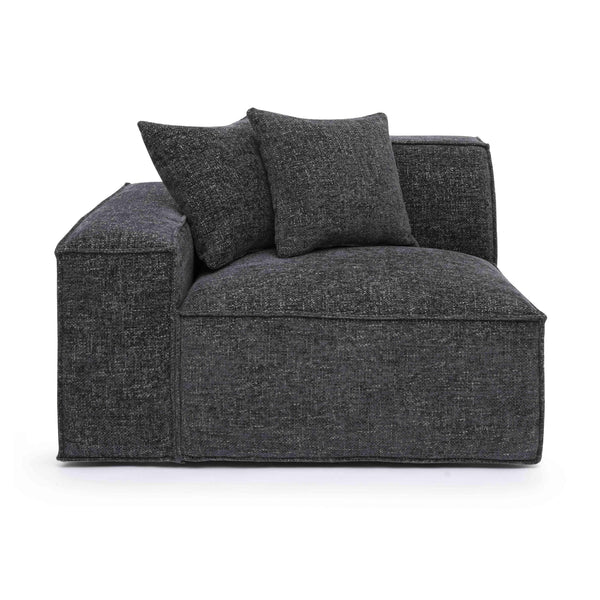 Mindy Charcoal Chenille Basketweave LAF Corner Chair | BeBoldFurniture