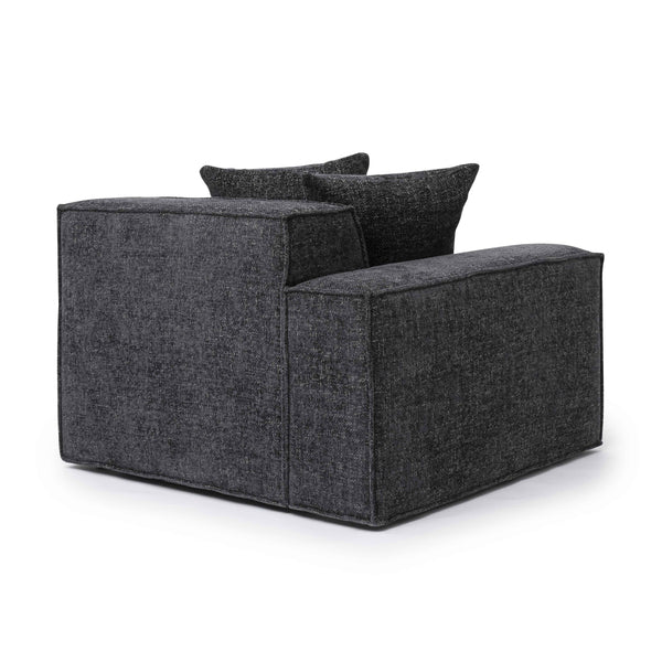 Mindy Charcoal Chenille Basketweave LAF Corner Chair | BeBoldFurniture