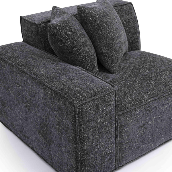 Mindy Charcoal Chenille Basketweave LAF Corner Chair | BeBoldFurniture