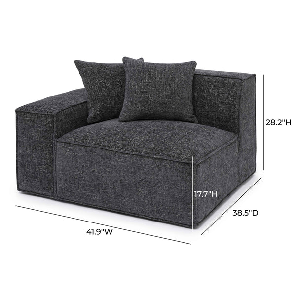 Mindy Charcoal Chenille Basketweave LAF Corner Chair | BeBoldFurniture