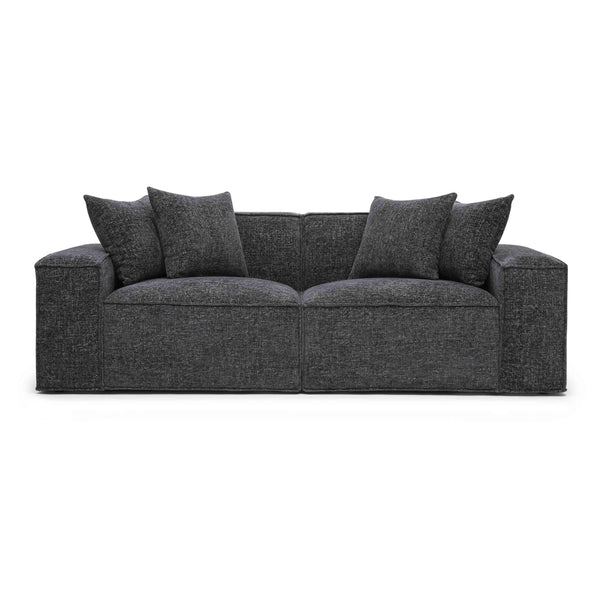 Mindy Charcoal Chenille Basketweave Modular Loveseat | BeBoldFurniture