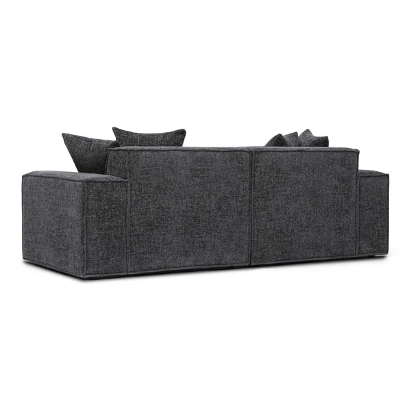 Mindy Charcoal Chenille Basketweave Modular Loveseat | BeBoldFurniture