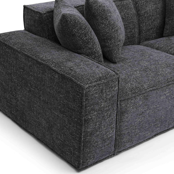 Mindy Charcoal Chenille Basketweave Modular Loveseat | BeBoldFurniture