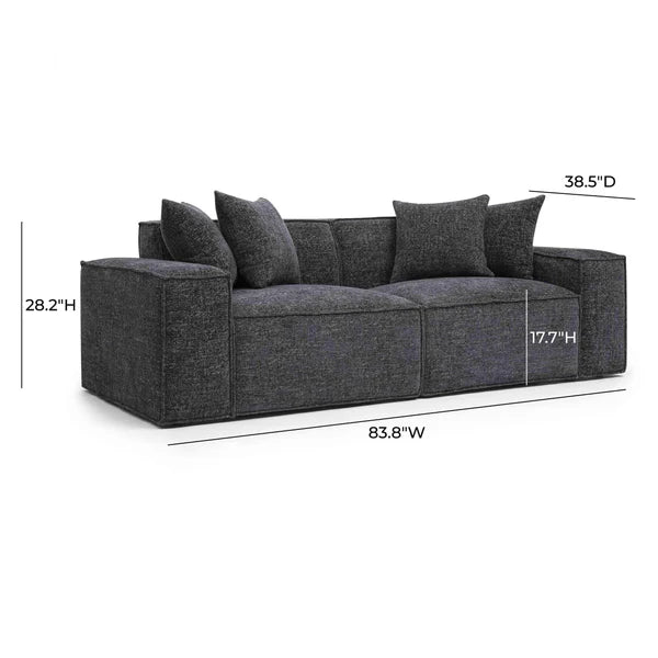 Mindy Charcoal Chenille Basketweave Modular Loveseat | BeBoldFurniture