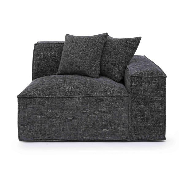 Mindy Charcoal Chenille Basketweave RAF Corner Chair | BeBoldFurniture