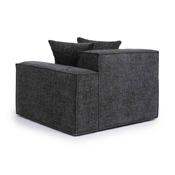 Mindy Charcoal Chenille Basketweave RAF Corner Chair | BeBoldFurniture