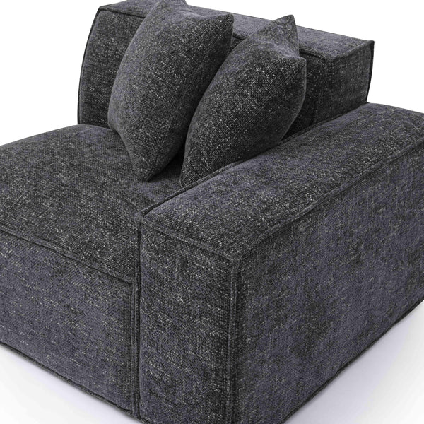 Mindy Charcoal Chenille Basketweave RAF Corner Chair | BeBoldFurniture