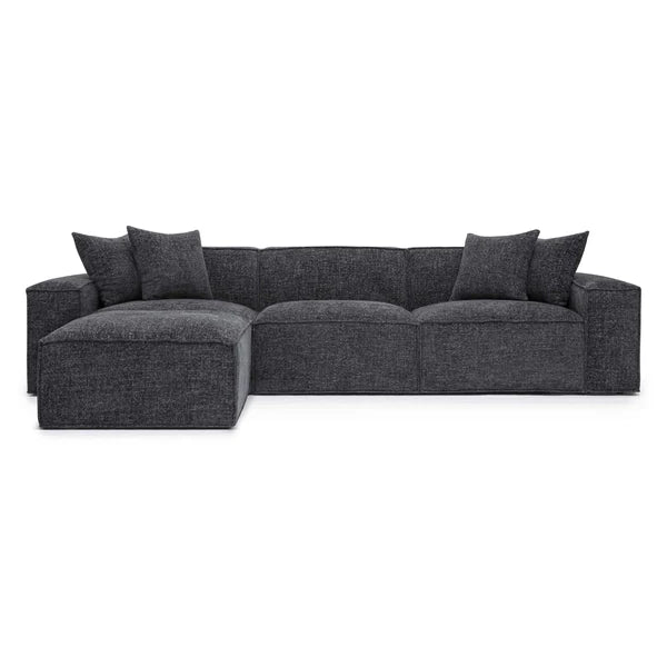 Mindy Charcoal Chenille Basketweave Modular Sectional | BeBoldFurniture