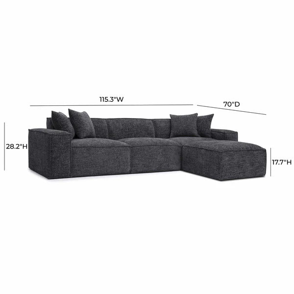Mindy Charcoal Chenille Basketweave Modular Sectional | BeBoldFurniture
