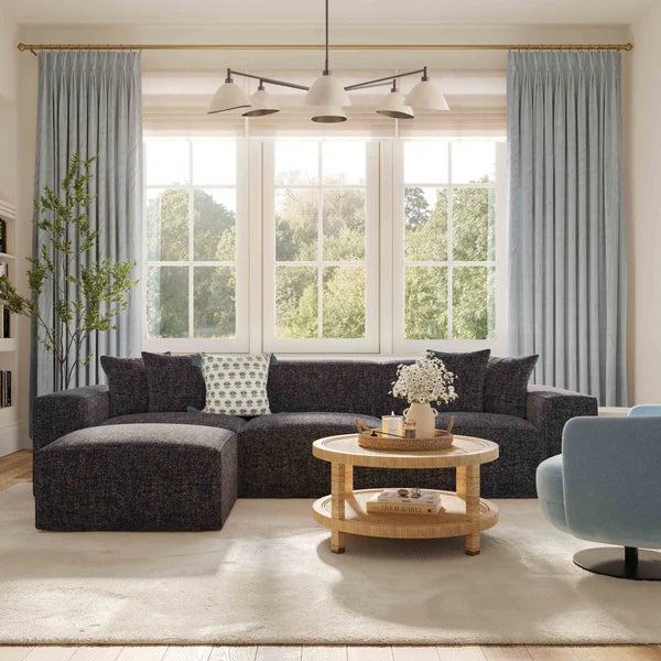 Mindy Charcoal Chenille Basketweave Modular Sofa | BeBoldFurniture