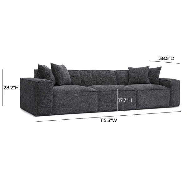 Mindy Charcoal Chenille Basketweave Modular Sofa | BeBoldFurniture