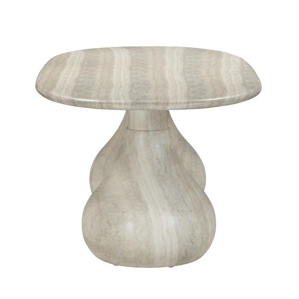 Smooch Faux Travertine Indoor / Outdoor 87" Oval Dining Table | BeBoldFurniture