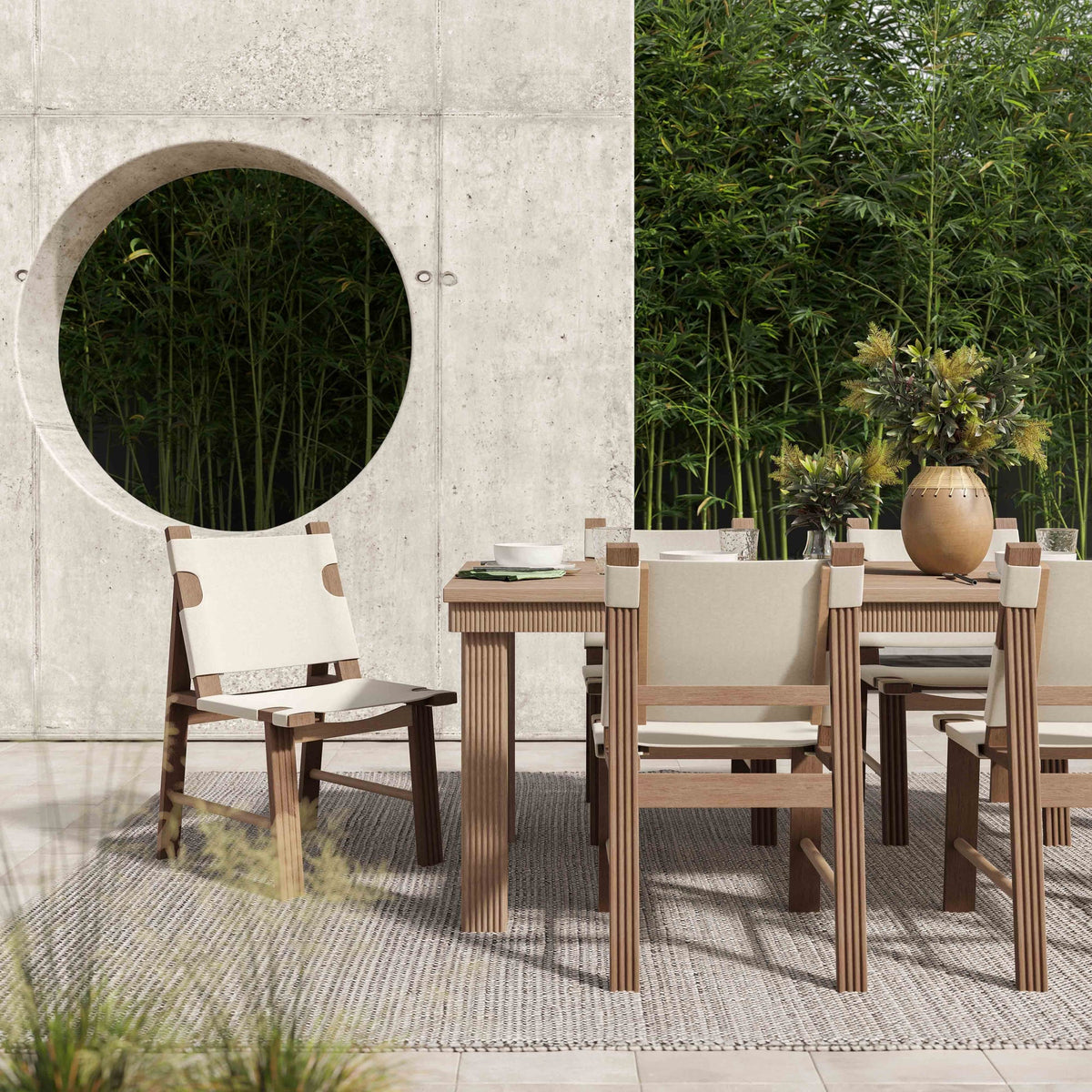 Cassie Natural 75 Inch Rectangular Outdoor Dining Table | BeBoldFurniture