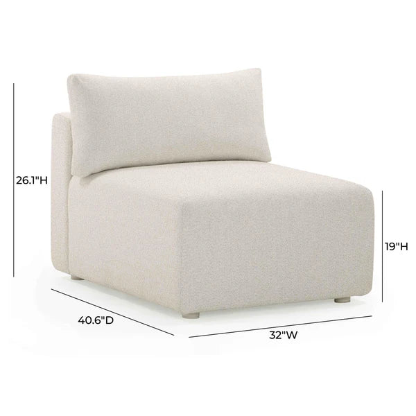 Hangover Cream Modular Outdoor Armless Chair | BeBoldFurniture